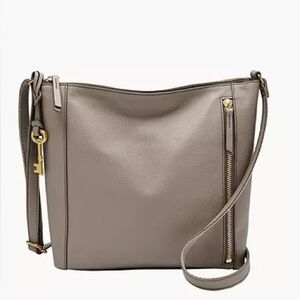 Fossil Tara Crossbody Bag Graystone Leather with zipper